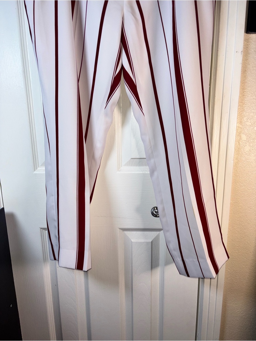 Banana Republic White Pants with Burgundy Vertical Stripes - Picture 5 of 13